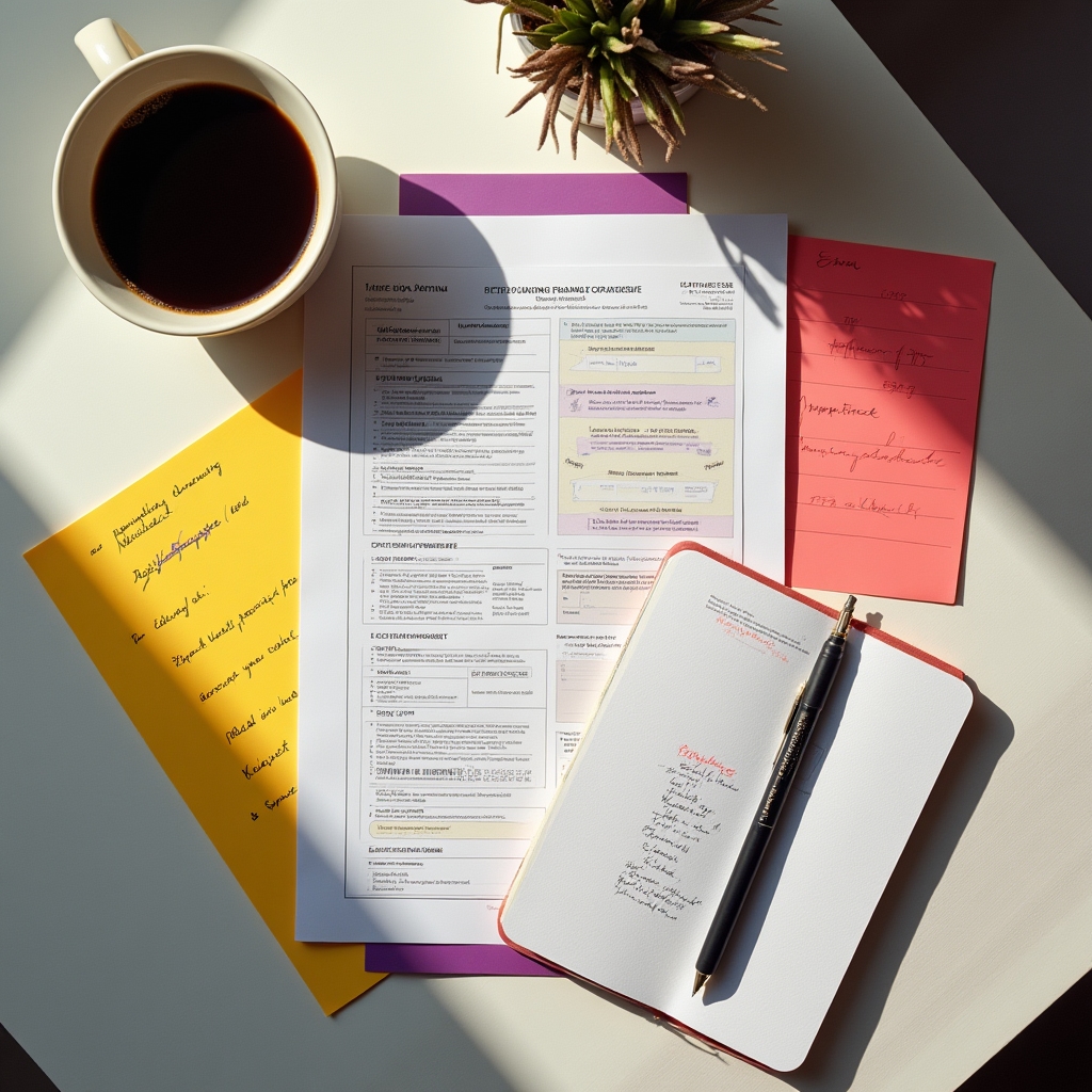 Organized content planning workspace with reference materials and planning documents