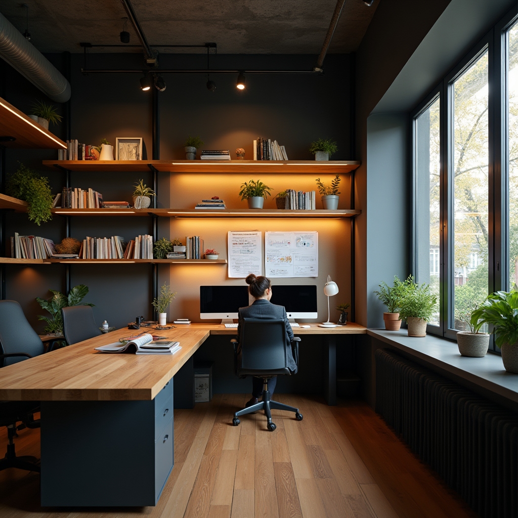 Interior workspace showing research materials and educational content development environment