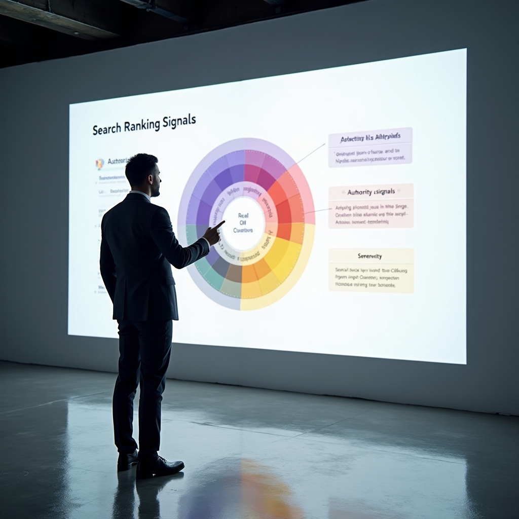 Overview of ranking signals displayed on a professional presentation board